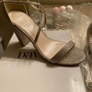 Glitter gold x-strap heels! Worn once!